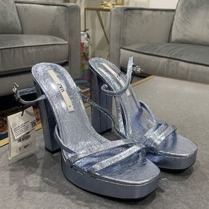 Zara Blue Platform Heels